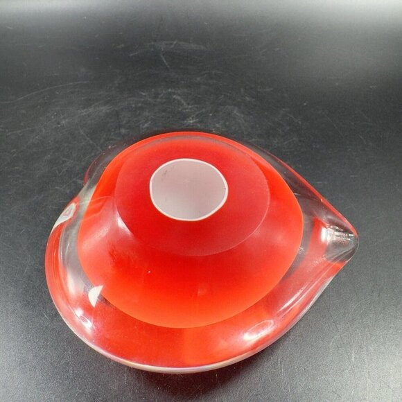 Hand Blown Red Heart Glass Paperweight Figurine Cased Heavy Glass Figure VTG - Picture 9 of 16